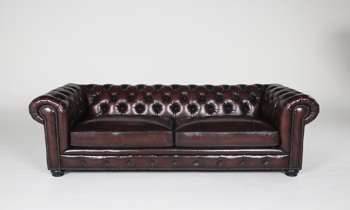 Branson Dune Leather Armchair Timeless chesterfield brown leather armchair.