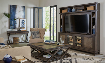 Westbrook 87” Entertainment Wall Unit Aspenhome Westbrook entertainment wall unit includes console and hutch.