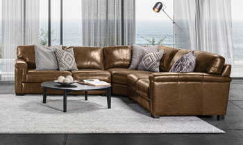 Medici Chestnut 5-Seat Corner Sectional - Top Overhead image of the Medici Chestut Corner Sectional.