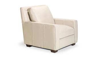 Rocky Mountain Leather Vail Bone Chair- Silo Top-grain leather chair from Rocky Mountain Leather in an off-white bone hue.