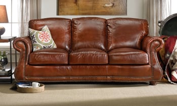 Rocky Mountain Leather Brandy Alligator Embossed Top-Grain Sofa Rocky Mountain Leather Brandy Alligator Embossed Top-Grain Sofa