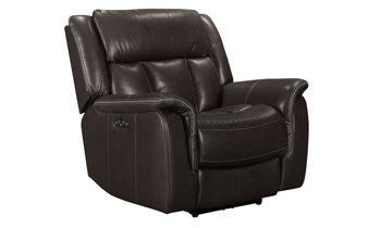 Prodigy Brown Leather Power Recliner - Front Brown power leather recliner from Kinetic Home.
