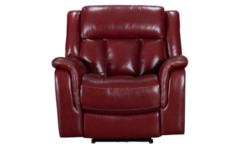 Prodigy Red Leather Power Recliner - Front Red power leather recliner from Kinetic Home.