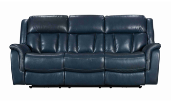 Prodigy Navy Blue Leather Power Reclining Sofa Blue leather power reclining sofa would look great in almost any living room.