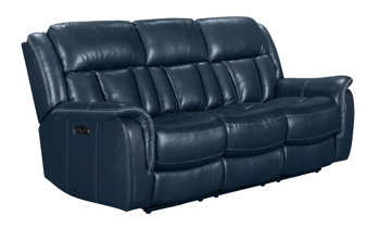 Prodigy Navy Blue Leather Power Reclining Sofa Power reclining leather 86" wide couch in a rich blue color.
