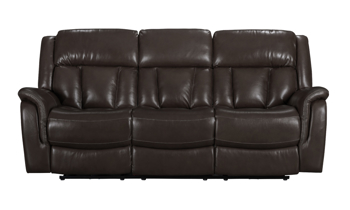 Prodigy Brown Leather Power Reclining Sofa Power reclining leather sofa from Kinetic Home.