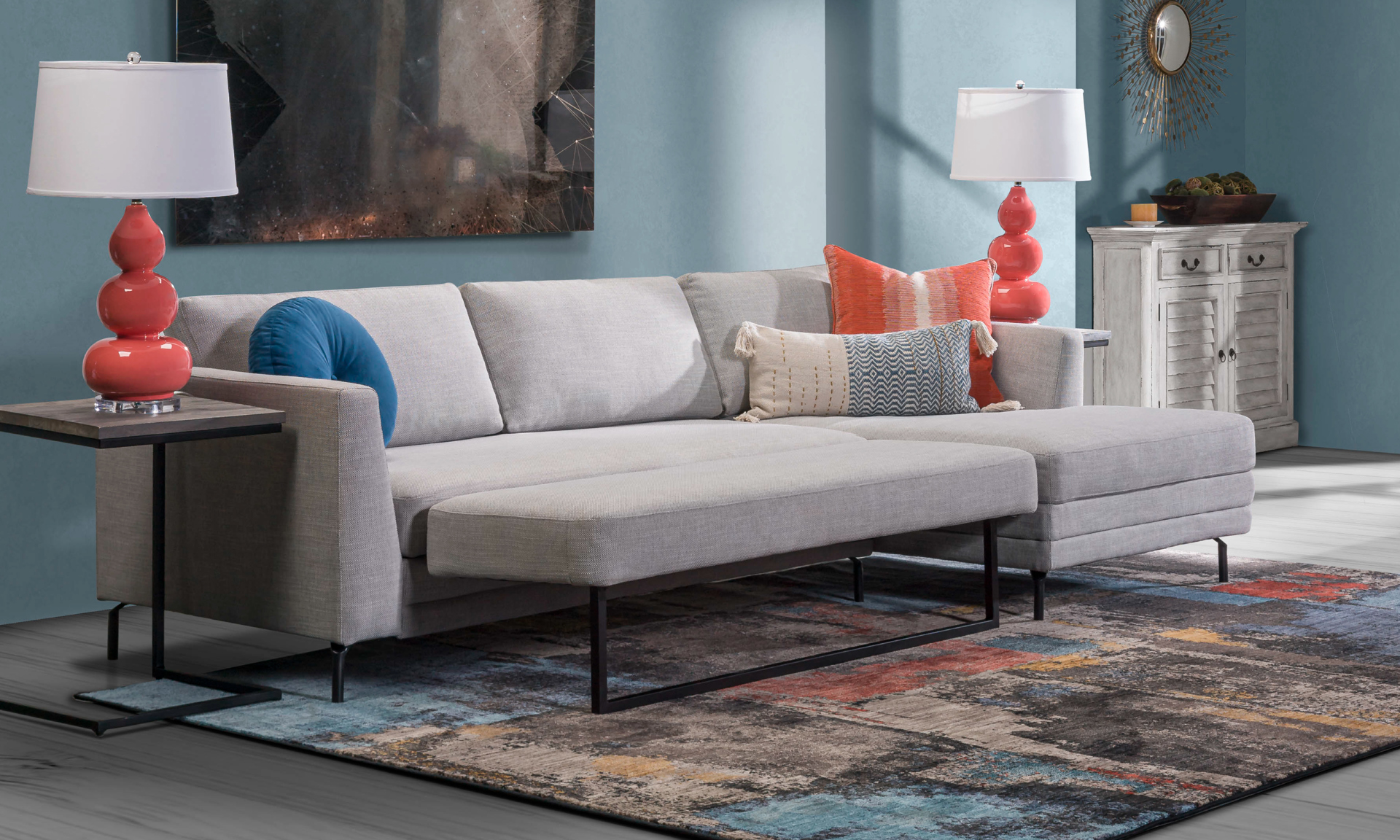 Sleepers Sleeper sofa in a gray tone that can easily accommodate guests who stay over.